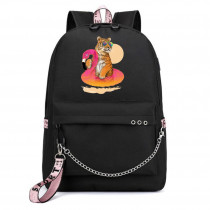 Рюкзак "Тигр на отдыхе" черный с цепью №4