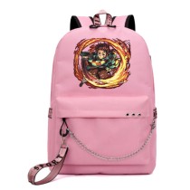 Рюкзак приём Танджиро Палящее Солнце (Demon slayer) розовый с цепью №2