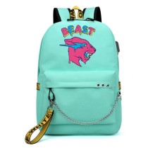 Рюкзак Мистер Бист (MrBeast) бирюзовый с цепью №1