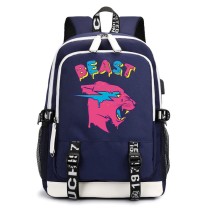 Рюкзак Мистер Бист (MrBeast) синий с USB-портом №1