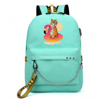 Рюкзак "Тигр на отдыхе" бирюзовый с цепью №4