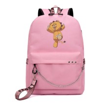 Рюкзак медведь Рино (Bleach) розовый с цепью №3