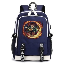 Рюкзак приём Танджиро Палящее Солнце (Demon slayer) синий с USB-портом №2