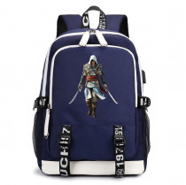 Рюкзак Ассасин (Assassins Creed) синий с USB-портом №6