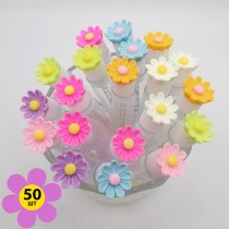 Набор щеточек для ресниц и бровей в колбе "цветы" 50шт