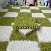Мягкий коврик-пазл с ворсом бело-зелёный