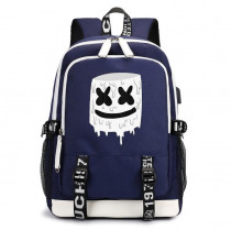 Рюкзак Маршмэллоу (Marshmello) синий с USB-портом №2