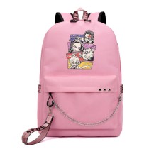 Рюкзак Клинок рассекающий демонов (Demon slayer) розовый с цепью №3