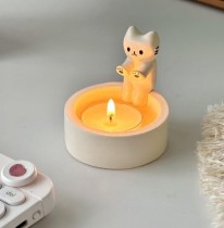 Подсвечник "Котик греет лапки у огня"