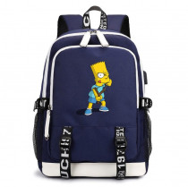 Рюкзак Барт Симпсон (The Simpsons) синий с USB-портом №5