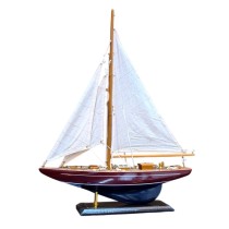 Деревянная модель яхты бордового цвета 55см