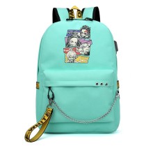Рюкзак Клинок рассекающий демонов (Demon slayer) бирюзовый с цепью №3