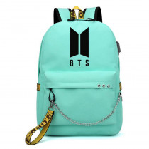 Рюкзак BTS бирюзовый с цепью №1