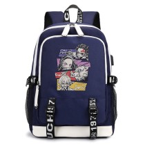 Рюкзак Клинок рассекающий демонов (Demon slayer) синий с USB-портом №3