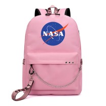 Рюкзак с логотипом Наса (NASA) розовый с цепью №1