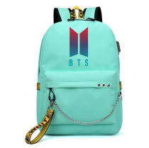 Рюкзак BTS бирюзовый с цепью №2