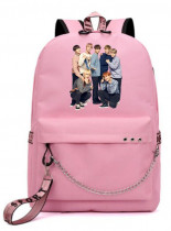 Рюкзак BTS розовый с цепью №3